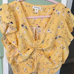 Monteau Mustard Floral Blouse